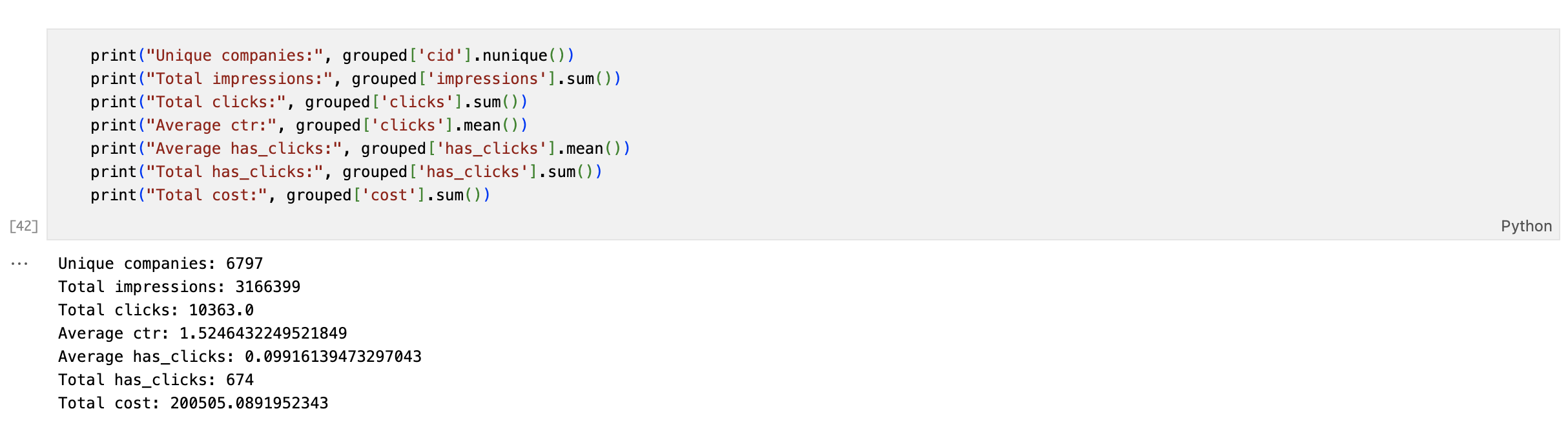 Initial checks for the metrics in engagement dataset